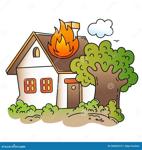 Cartoon Burning House. Fire or Flame Stock Vector - Illustration of ...