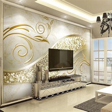 Abstract European 3D Gold Wall Paper Mural Large Size for TV Backdrop Wall Decor Murals Photo ...