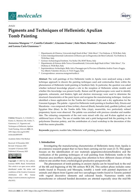 (PDF) Pigments and Techniques of Hellenistic Apulian Tomb Painting