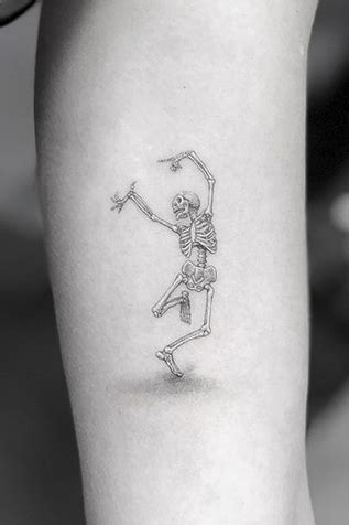 Dancing Skeleton Tattoo - TattMania in 2022 | Tattoos, Skeleton tattoos, Line tattoos