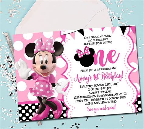 MINNIE MOUSE INVITATION Minnie Mouse Birthday Invitation 1st | Etsy