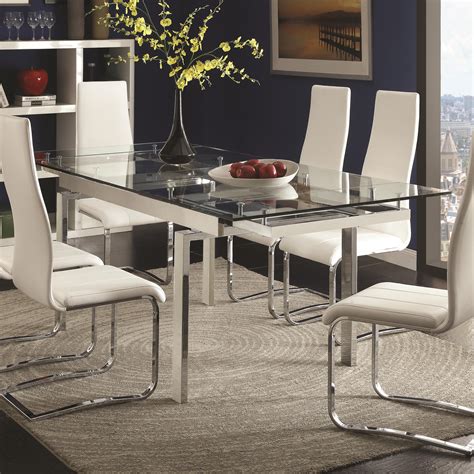 Coaster Modern Dining 106281 Contemporary Glass Dining Table with ...