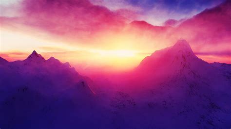 Pink Mountain Sunset Wallpapers - Top Free Pink Mountain Sunset Backgrounds - WallpaperAccess