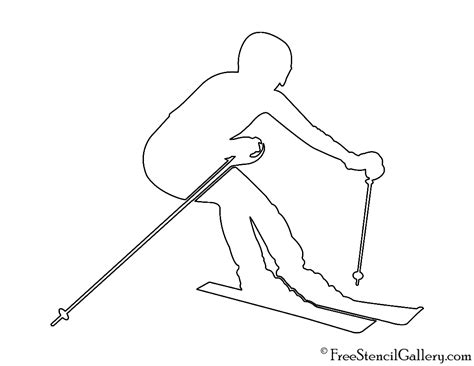 Skier Silhouette 02 Stencil | Free Stencil Gallery