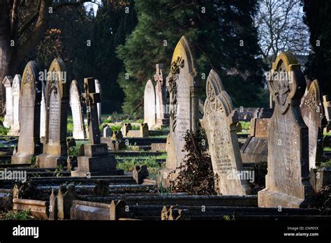 Cross and headstones in Banbury crematorium, Oxfordshire, England Stock ...