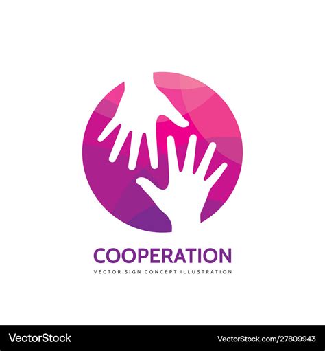 Cooperation concept logo design human hands Vector Image