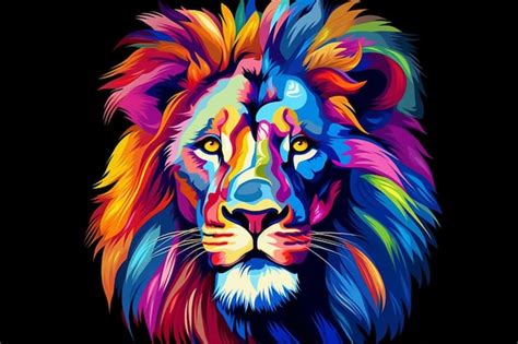 Premium Photo | A colorful lion with a mane.