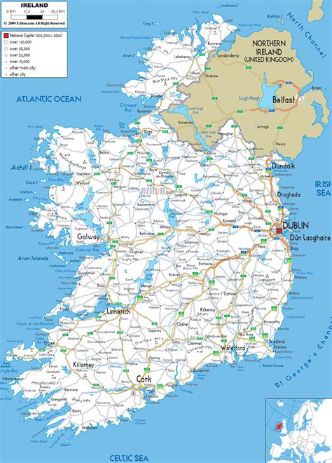 Large detailed road map of Ireland with all cities and airports | Vidiani.com | Maps of all ...