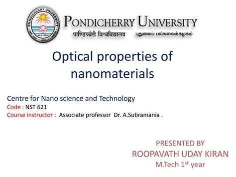 Optical properties of nanomaterials | PPT