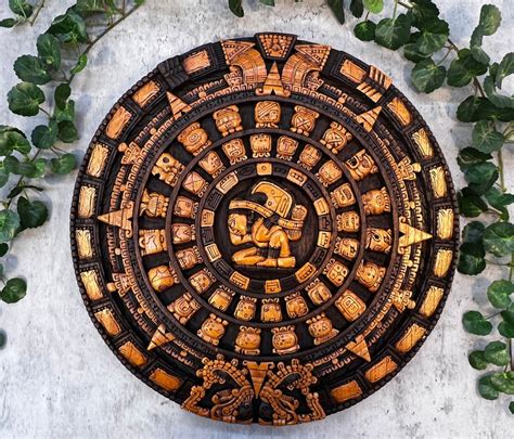 Prehispanic Mayan Art, Mayan Calendar, Mexican Painting, Wood Carving, Handcrafted ASK FOR ...