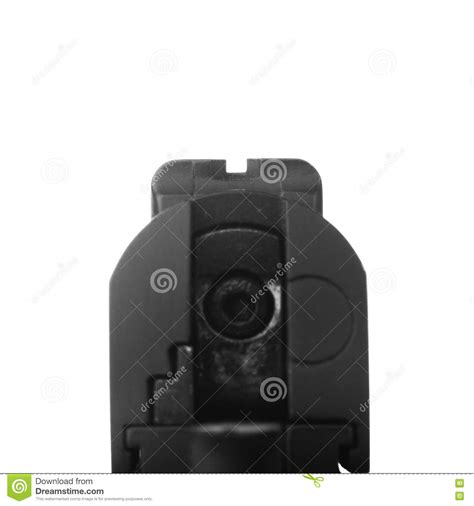 Rear Iron Sight of Pistol Isolated on White Color Background Stock Image - Image of homicide ...