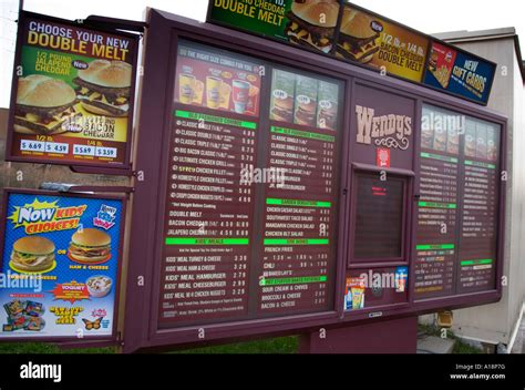 Menu at a Wendy's drive thru restaurant Stock Photo - Alamy