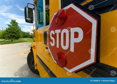 School bus stop sign stock image. Image of outside, sunny - 2968819