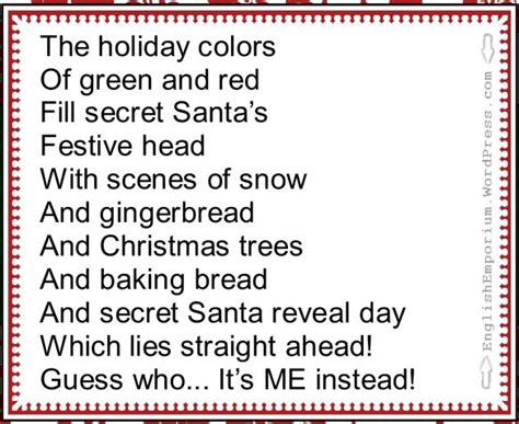 Secret Santa Reveal Poem Secret Santa Poems Funny Christmas Poems 7800 | Hot Sex Picture