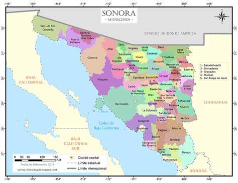 Mapa de municipios de Sonora | DESCARGAR MAPAS