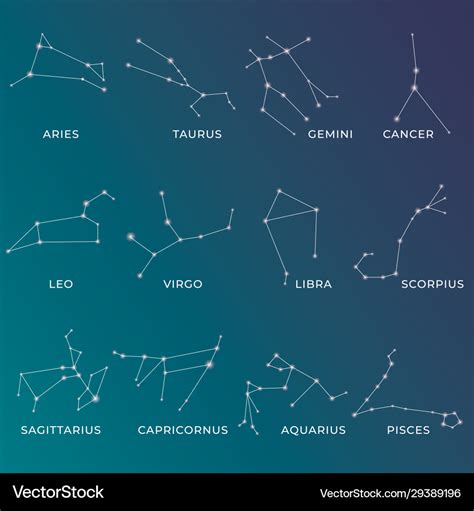 Zodiac constellations horoscope and astrology Vector Image