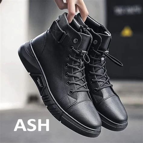 Black Leather Boots Italian High-top Casual Martin Leather Boots for men's at Rs 349/pair | Men ...