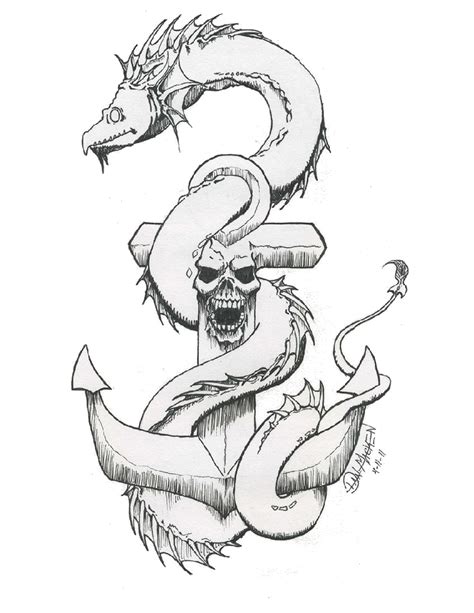 anchor sea serpent tattoo by jhaad on DeviantArt