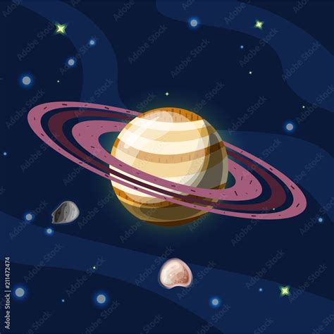 Saturn, vector cartoon illustration. Planet Saturn with rings, planet ...