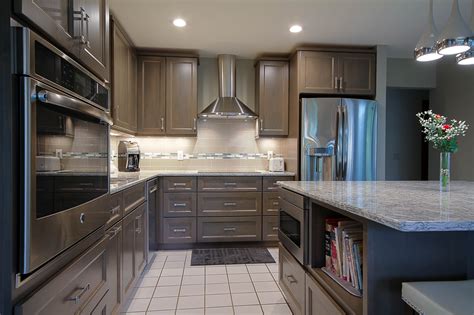 Brown/Grey kitchen cabinets, Cambria Berwyn countertops | Grey kitchen ...