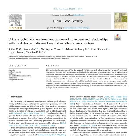 Using a global food environment framework to understand relationships ...