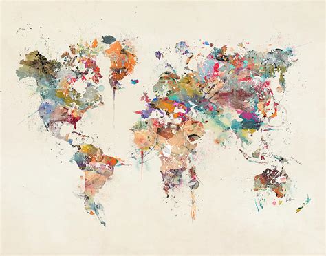 World Map Watercolor Painting by Bleu Bri