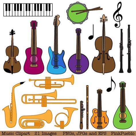 Musical Instrument Clipart Clip Art, Music Clip Art Clipart Commercial and Personal - Etsy ...