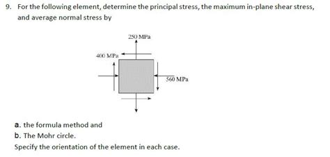 Solved 9. For the following element, determine the principal | Chegg.com