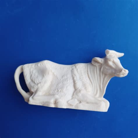 Vtg Manger Nativity Animals Ivory White Resin Cow Donkey 2 Sheep Mexico ...