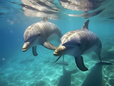 Premium AI Image | couple dolphins swimming underwater