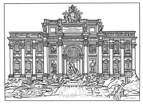 Trevi Fountain Rome drawing - Simon Fieldhouse