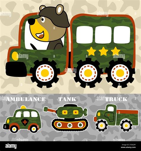 vector cartoon of bear drive military truck with armored vehicles Stock Vector Image & Art - Alamy