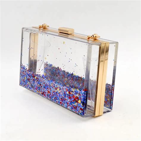 Elegant Clear Transparent Liquid Glitter Colorful Purses And Handbags Evening Party Acrylic ...