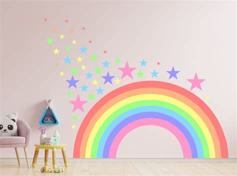 PASTEL RAINBOW & STARS Wall Sticker Nursery Decor Decal - Etsy