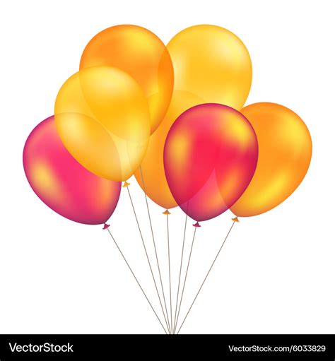 Red orange yellow balloons set isolated Royalty Free Vector