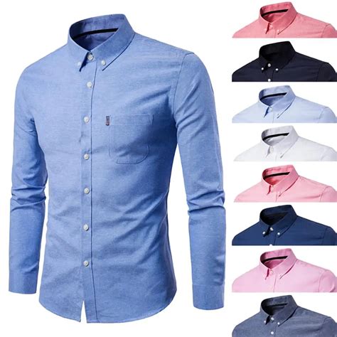 Men Business Dress Shirts Smart Casual SHirts Autumn Men Tops Concise ...