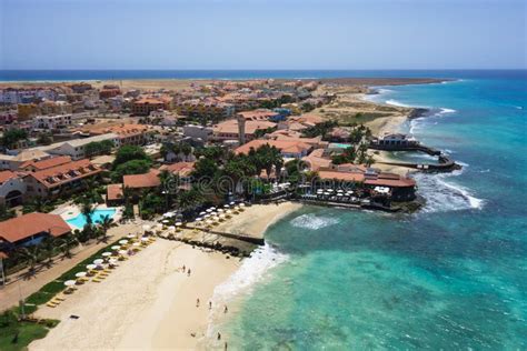 Aerial View of Santa Maria Beach in Sal Island Cape Verde - Cabo Stock Photo - Image of ...