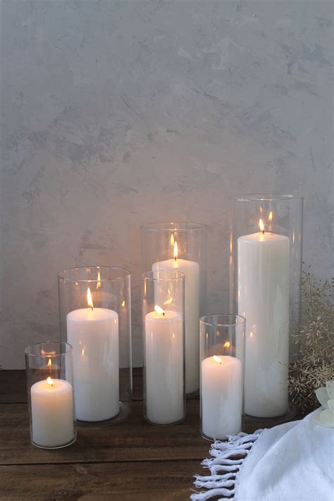 Wedding Pillar Candles and holders | Pillar candles, Clear glass candle ...