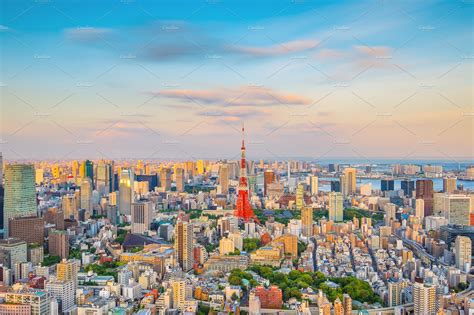 Tokyo skyline with Tokyo Tower in J | High-Quality Architecture Stock Photos ~ Creative Market