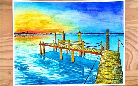 Watercolor Landscape - Easy Waterfront Scene Painting Tutorial