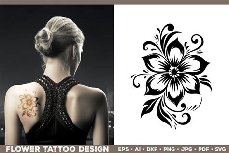 Flower Design SVG | Elegant Flower Tattoo Design for Women