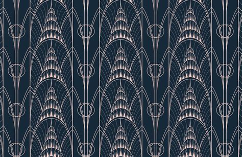 Dark blue Art Deco Chrysler Architectural Pattern Wallpaper Mural ...