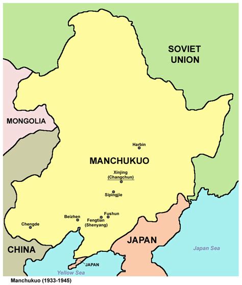 Map of Manchukuo (大滿洲帝國 1933-1945). | Map, Changchun, Fushun