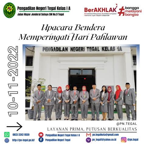 Upacara Bendera Memperingati Hari Pahlawan | PENGADILAN NEGERI TEGAL KELAS I A