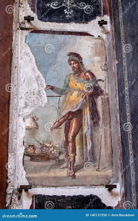 A Fresco among the Ruins of Pompeii Stock Photo - Image of damaged ...