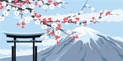 Graphic of Mount Fuji with Cherry Blossoms Stock Vector - Illustration of japan, island: 44573343