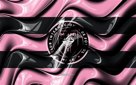 Download wallpapers Inter Miami flag, 4k, pink and black 3D waves, MLS, american soccer team ...