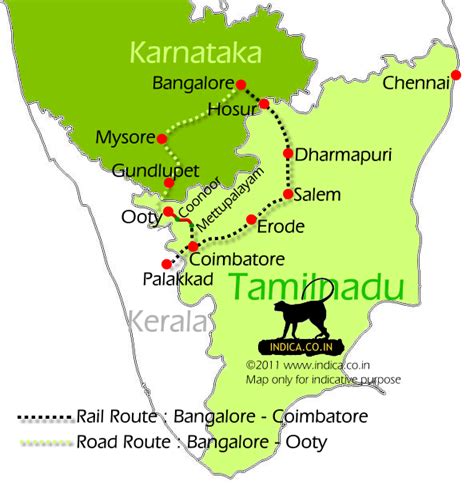 » Bangalore to Ooty Route map