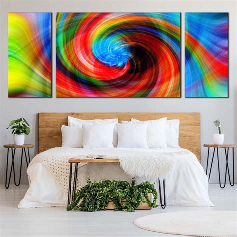 Modern Abstract Canvas Wall Art, Colorful Abstract Spiral 3 Piece Canv ...