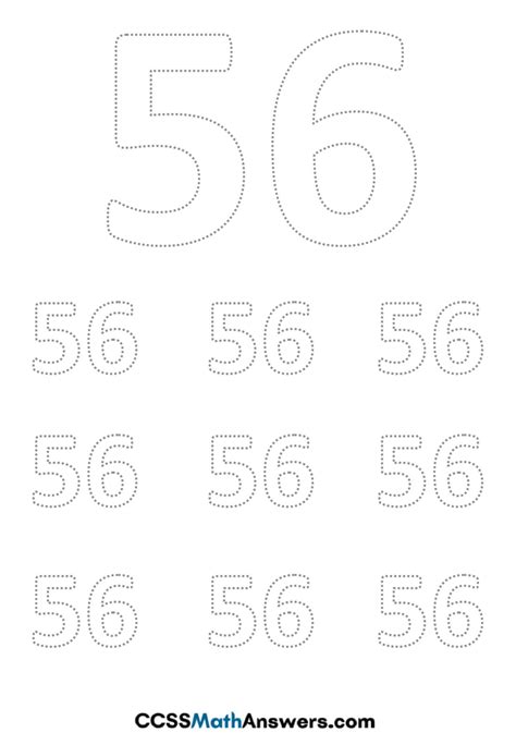 Worksheet on Number 56 | Printable Number 56 Tracing, Writing, Counting Activity Worksheets ...